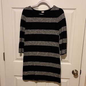 J Crew Black and Gray Striped Dress Size XS